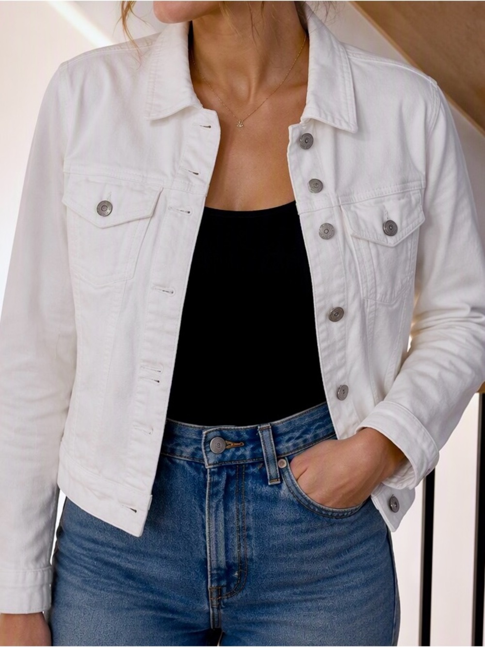 Classic White Women's Denim Jacket